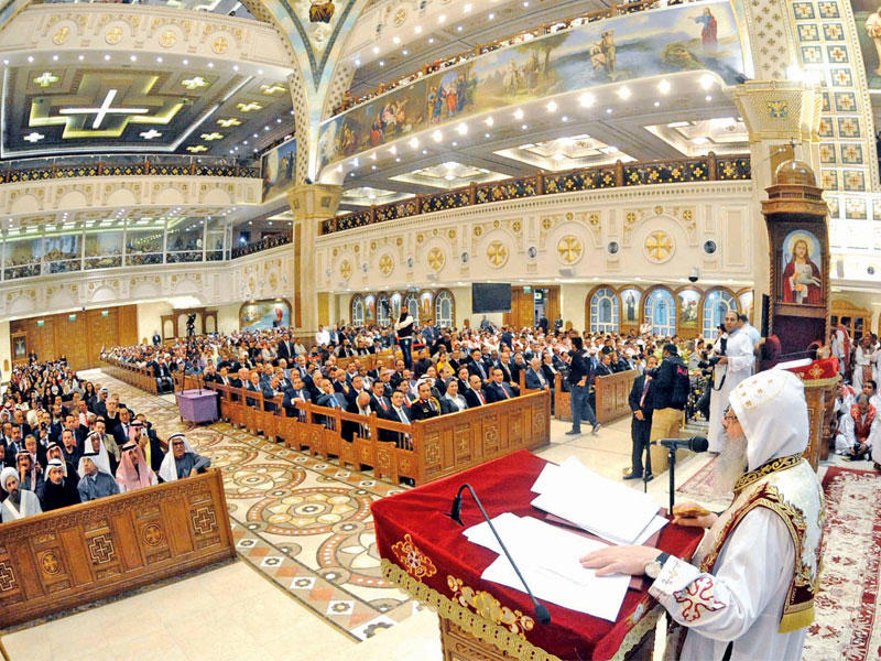 جانب من قداس الميلاد في الكنيسة القبطية المصرية أمس الاول