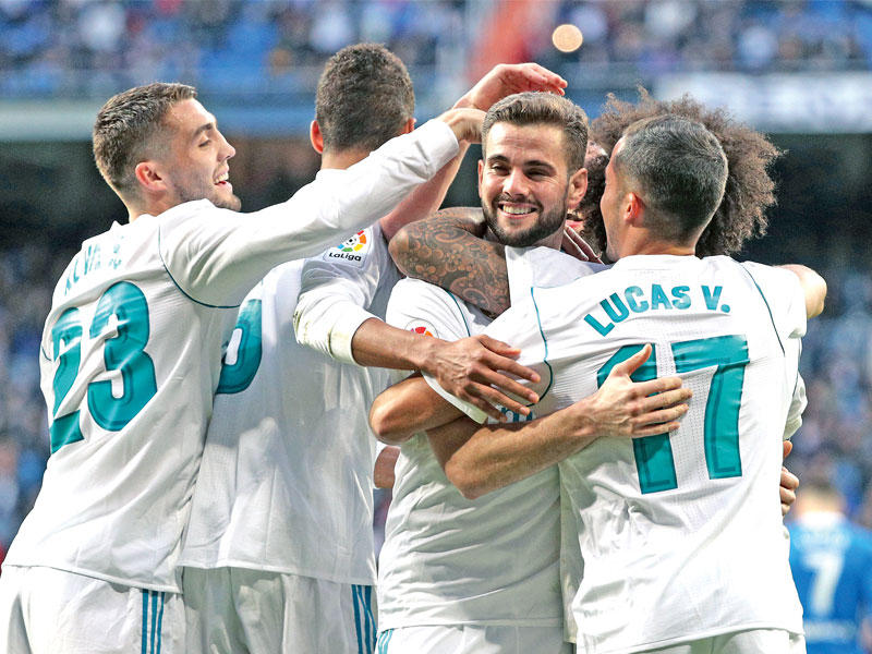 فرحة لاعبي ريال مدريد بهدف ناتشو