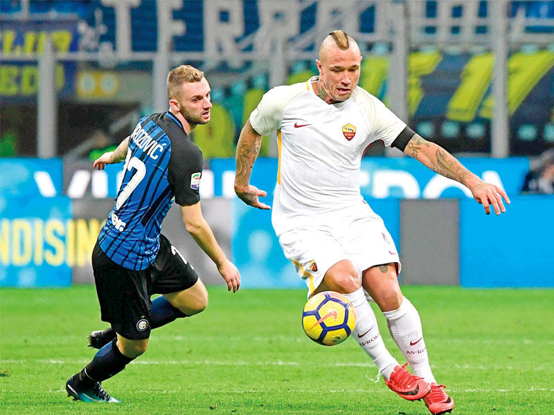 جانب من لقاء روما والإنتر