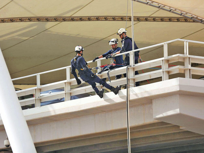 جانب من تمرين الإطفاء