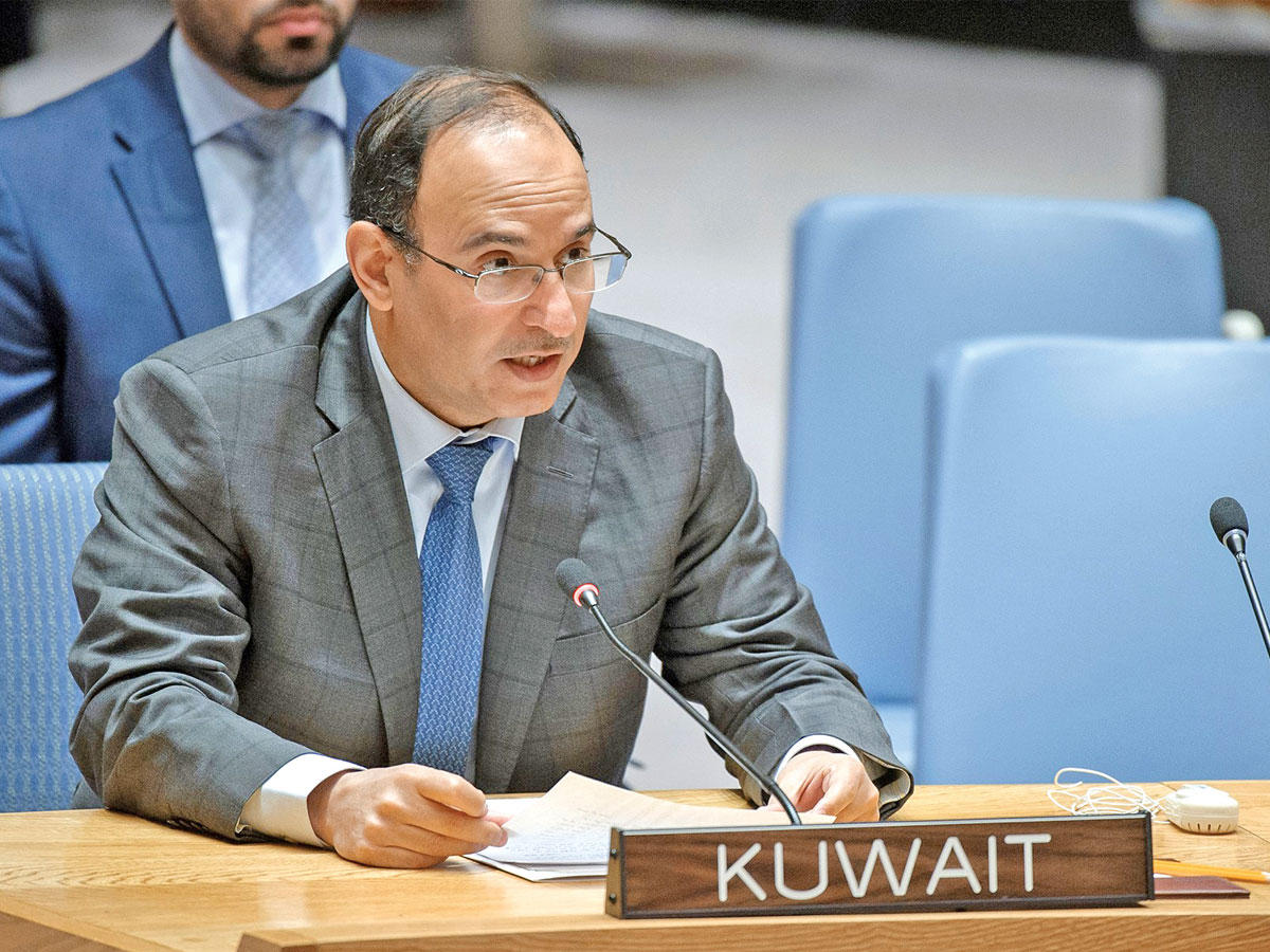 المندوب الدائم للكويت لدى الأمم المتحدة ورئيس مجلس الأمن للشهر الجاري السفير منصور العتيبي