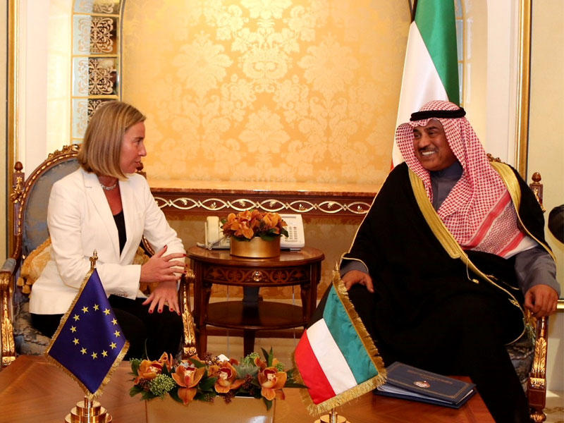  الشيخ صباح خالد الحمد الصباح نائب رئيس مجلس الوزراء وزير الخارجية خلال لقائه مع الممثل الأعلى للشؤون الخارجية والسياسة الأمنية في الاتحاد الأوربي نائب رئيس المفوضية الأوروبية فيديريكا موغريني 