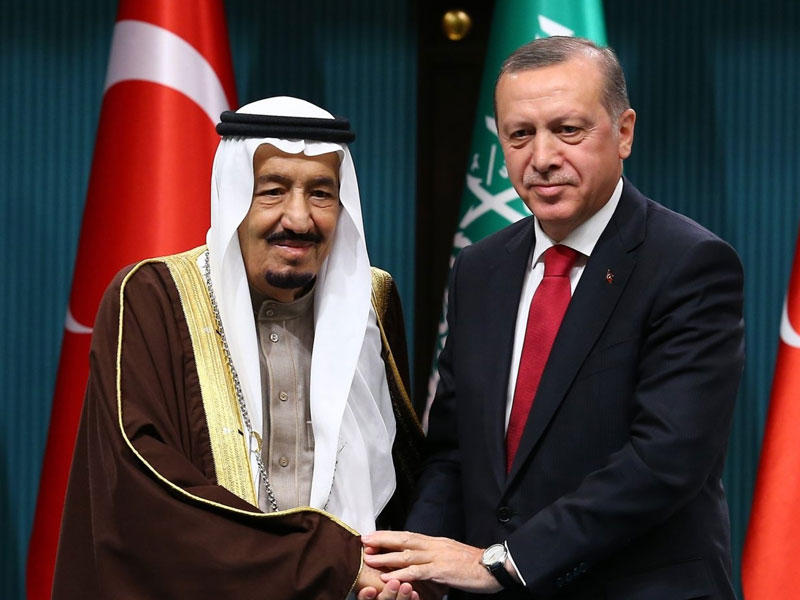 العاهل السعودي الملك سلمان بن عبدالعزيز و  الرئيس التركي رجب طيب أردوغان