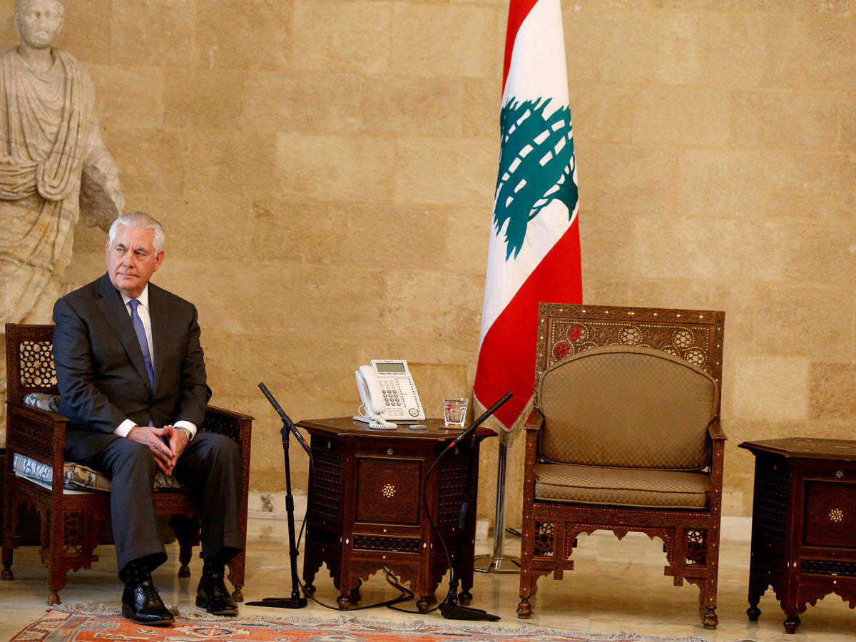 تيلرسون «وحيداً» في قصر بعبدا أمسt (رويترز)