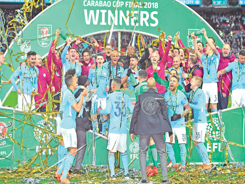 جانب من مراسم تتويج مانشستر سيتي