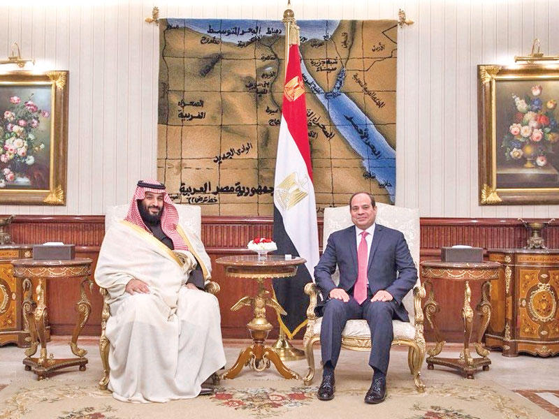 السيسي مستقبلاً الأمير محمد قصر الاتحادية