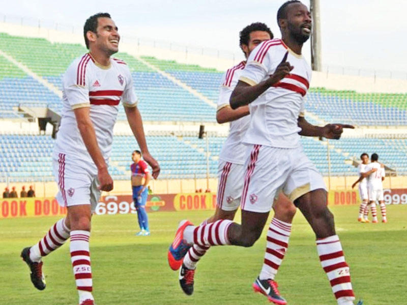 لاعبو الزمالك يحتفلون بالفوز 