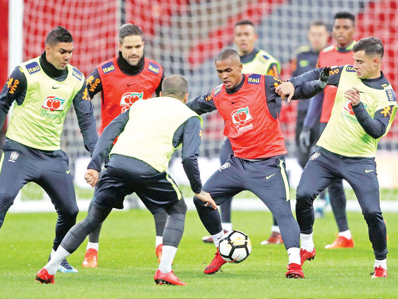 جانب من تدريبات سابقة للمنتخب البرازيلي