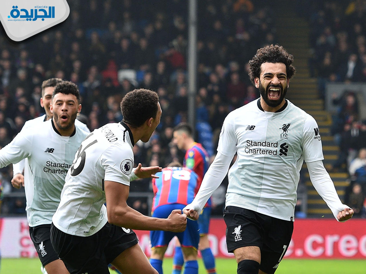 فرحة صلاح بعد إحرازه هدف الفوز