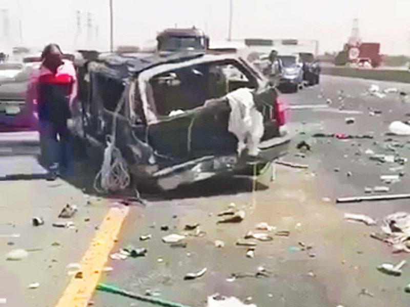 المركبة بعد الحادث على الدائري السادس