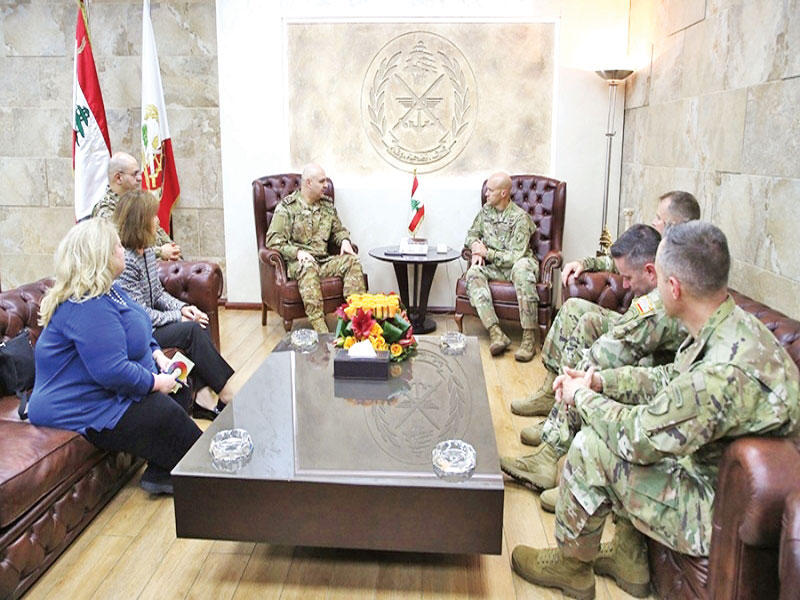 قائد ​الجيش​ اللبناني مستقبلاً أمس في وزارة الدفاع قائد ​القوات​ الخاصة في القيادة الوسطى الاميركية (الوطنية)