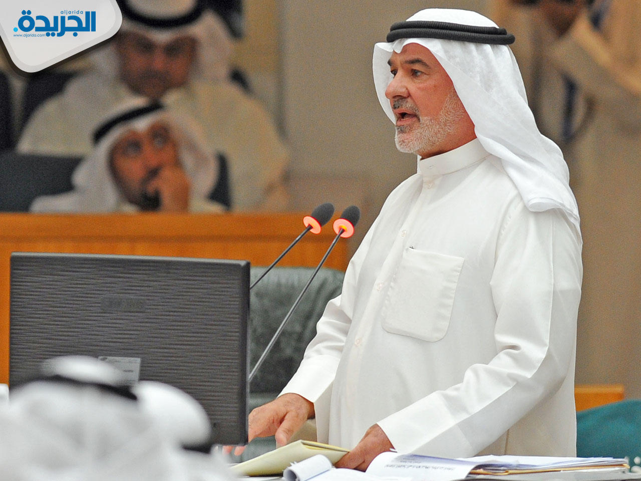 عاشور أثناء مرافعته في استجوابه الموجه إلى الوزيرة هند الصبيح