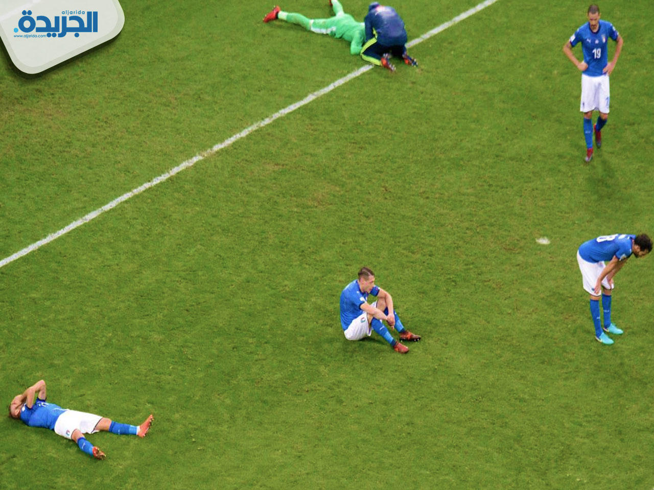 لاعبي الأتزوري بعد الخسارة والإقصاء من المونديال