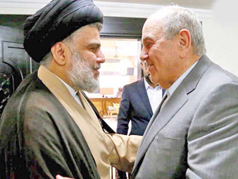 الصدر مستقبلا علاوي في بغداد مساء أمس الأول