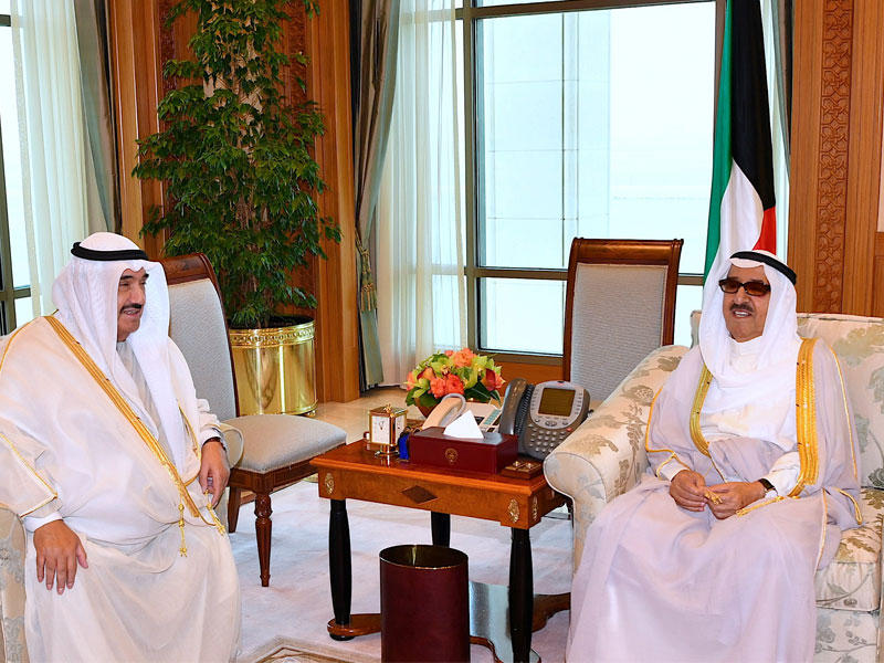 سمو أمير البلاد الشيخ صباح الأحمد الجابر الصباح مستقبلا سمو الشيخ ناصر المحمد الأحمد الصباح