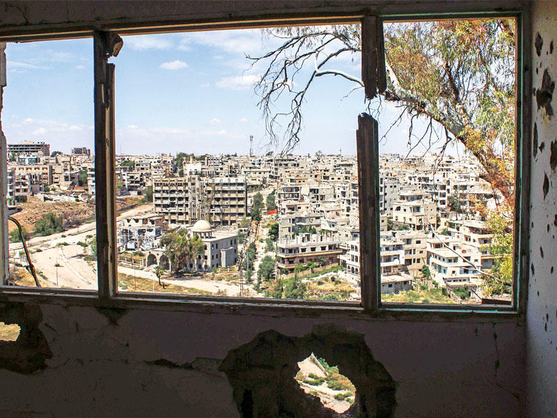 صورة عامة للقسم الذي تسيطر عليه المعارضة من درعا (ا ف ب)