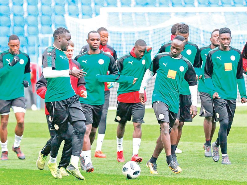 جانب من تدريبات المنتخب السنغالي