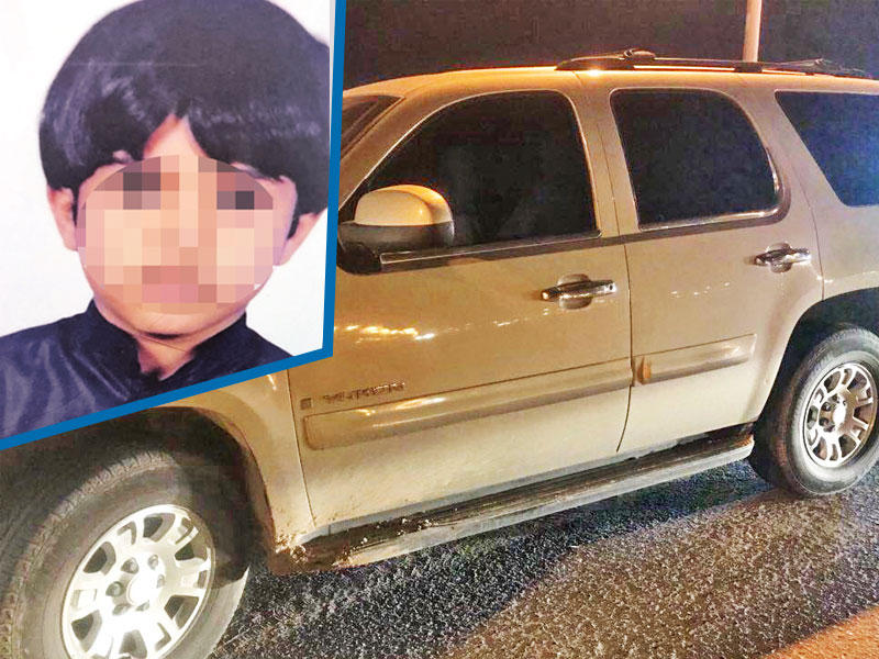 المركبة بعد العثور عليها وبالإطار الطفل