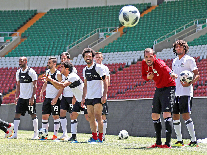 جانب من تدريبات المنتخب المصري بمشاركة محمد صلاح