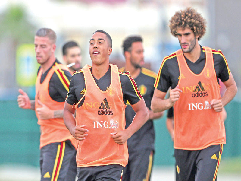 جانب من تدريبات بلجيكا