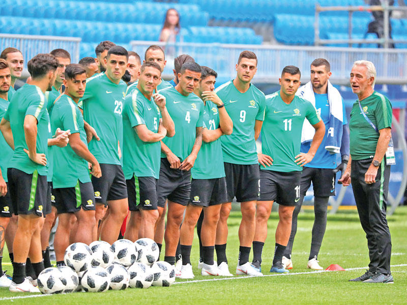 جانب من تدريبات المنتخب الأسترالي