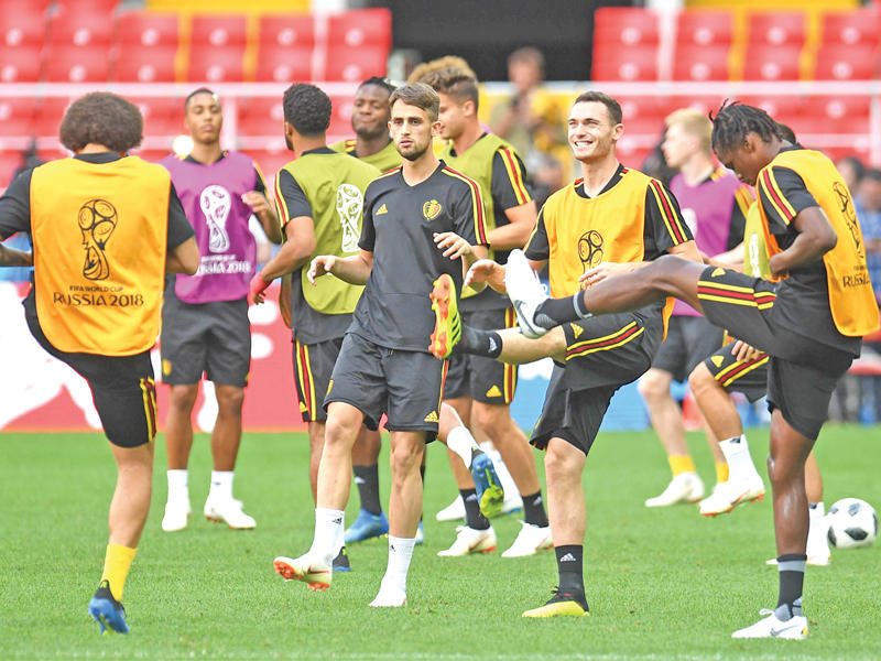 جانب من تدريبات المنتخب البلجيكي