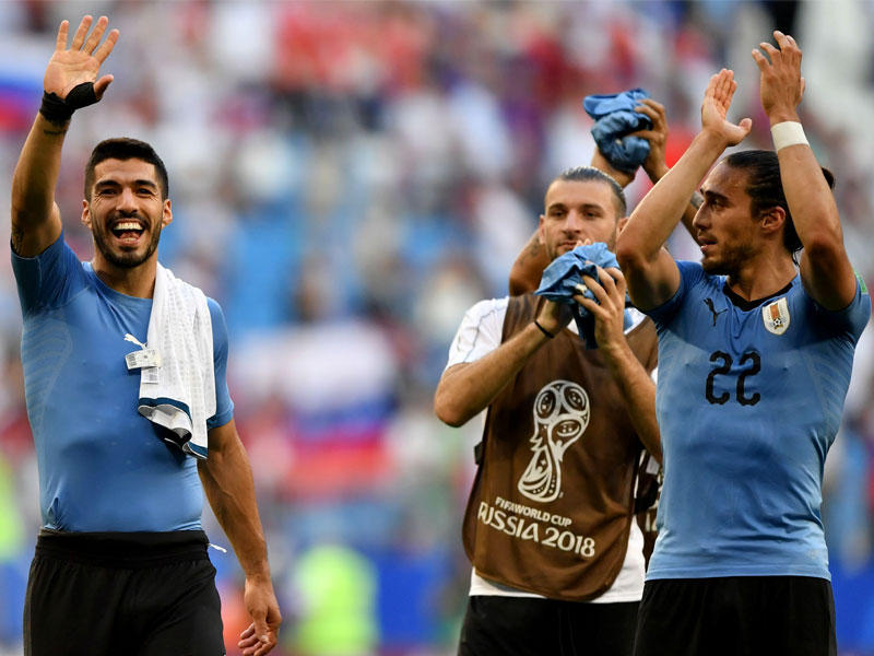 فرحة لاعبي أوروغواي بالفوز