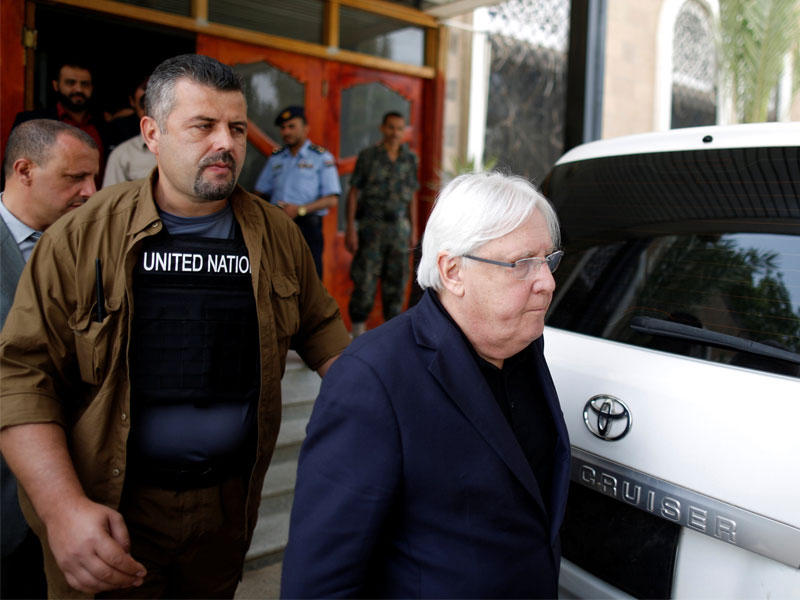 وصول مبعوث الأمم المتحدة إلى اليمن مارتن غريفيث إلى صنعاء