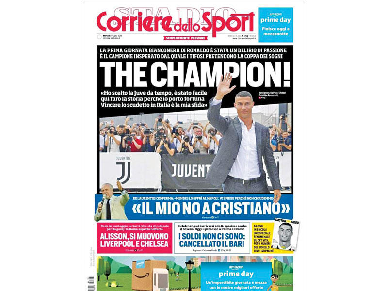 غلاف صحيفة كوريري ديلو سبورت