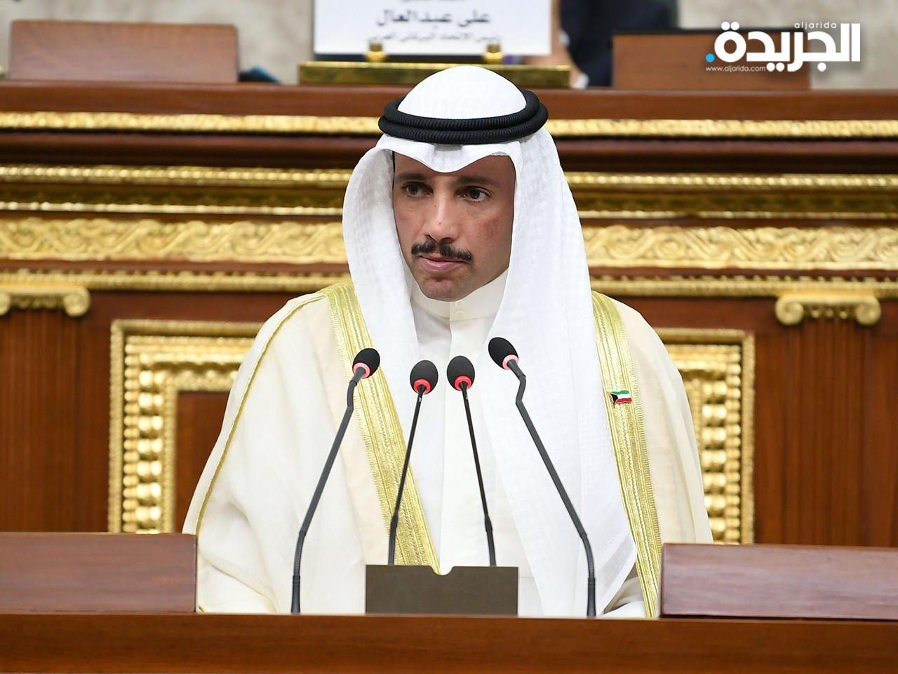 الغانم متحدثاً في البرلمان العربي