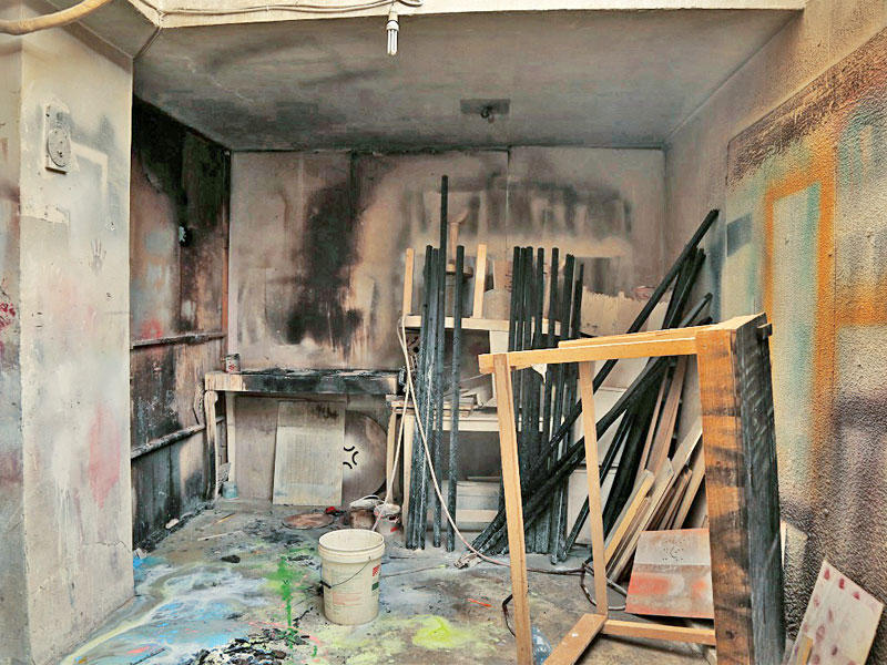 آثار الحريق في المنجرة