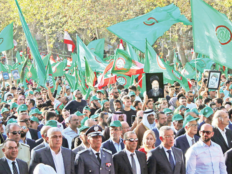 حركة «أمل» بزعامة بري تحيي ذكرى اختفاء الإمام موسى الصدر في بعلبك أمس الأول (أ ف ب)