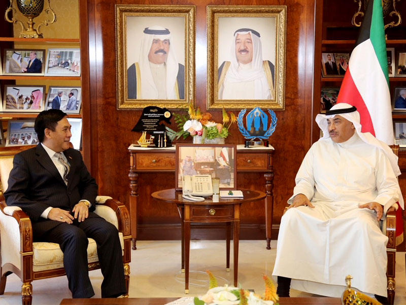 نائب رئيس مجلس الوزراء وزير الخارجية الشيخ صباح خالد الحمد الصباح يستقبل سفير جمهورية ميانمار الصديقة السفير يو ايي كاين