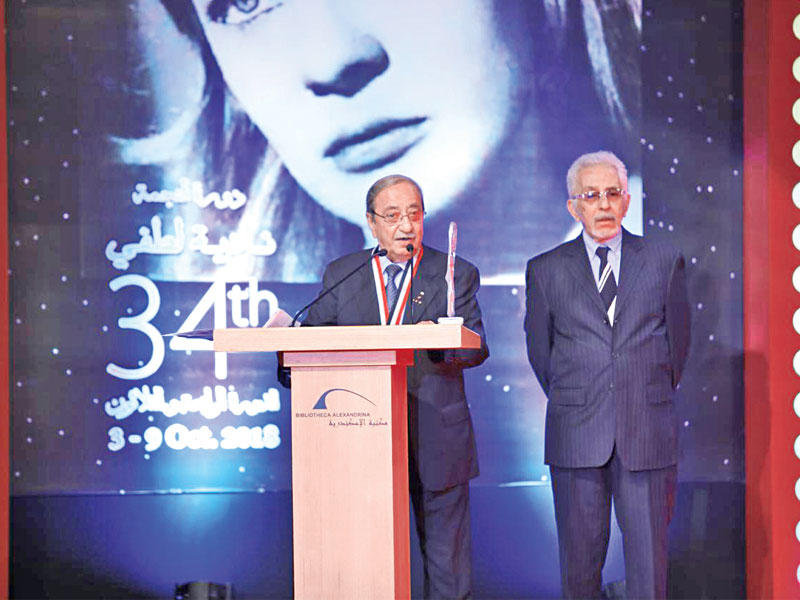 دريد لحام يلقي كلمة بعد تسلمه الجائزة