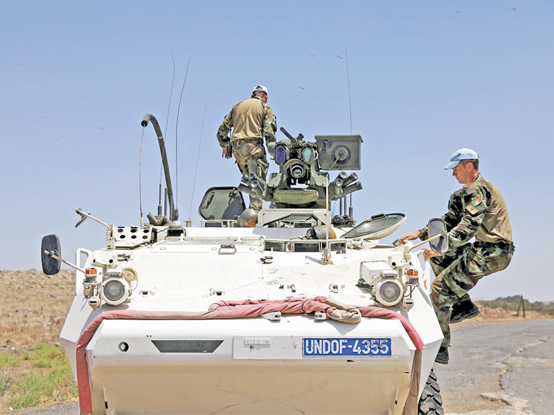 دورية لقوة الأمم المتحدة عبرت حدود سورية إلى إسرائيل في 26 يوليو 2018     (رويترز)
