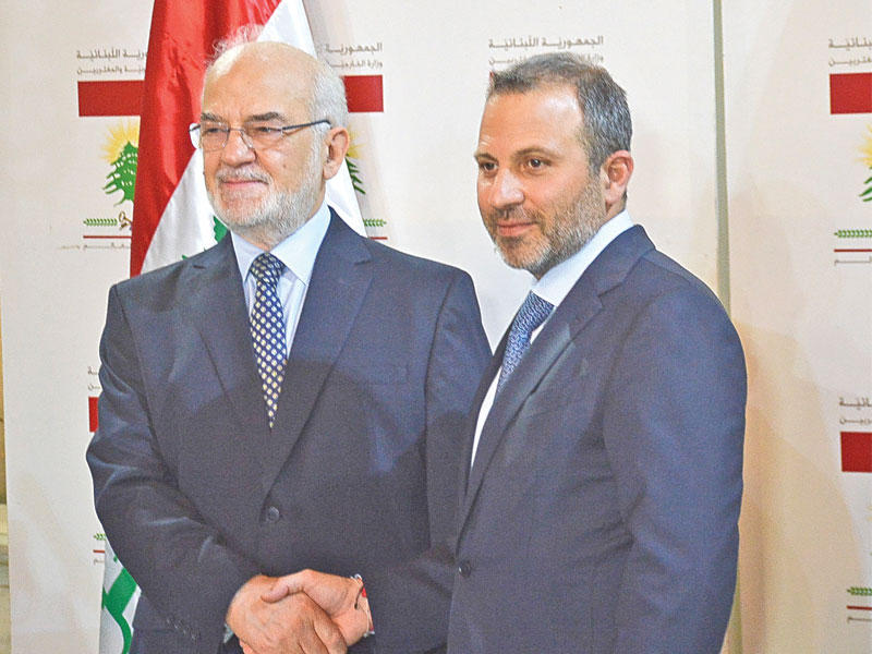 باسيل مستقبلاً الجعفري في بيروت أمس (دالاتي ونهرا)