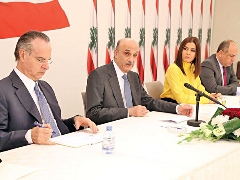 جعجع مترئساً اجتماع تكتل «الجمهورية القوية» أمسt(الوكالة الوطنية) 