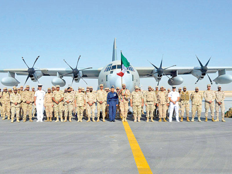 صورة نشرها المتحدث العسكري باسم الجيش المصري لوصول قوات كويتية إلى مصر 