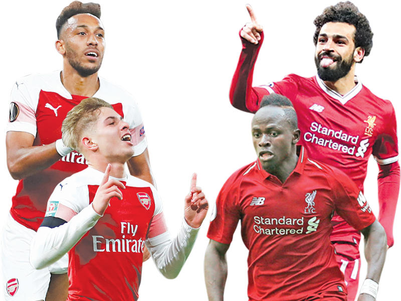 صلاح نجم ليفربول و سيدو ماني نجم ليفربول و سميث نجم أرسنال و أوباميانغ نجم أرسنال