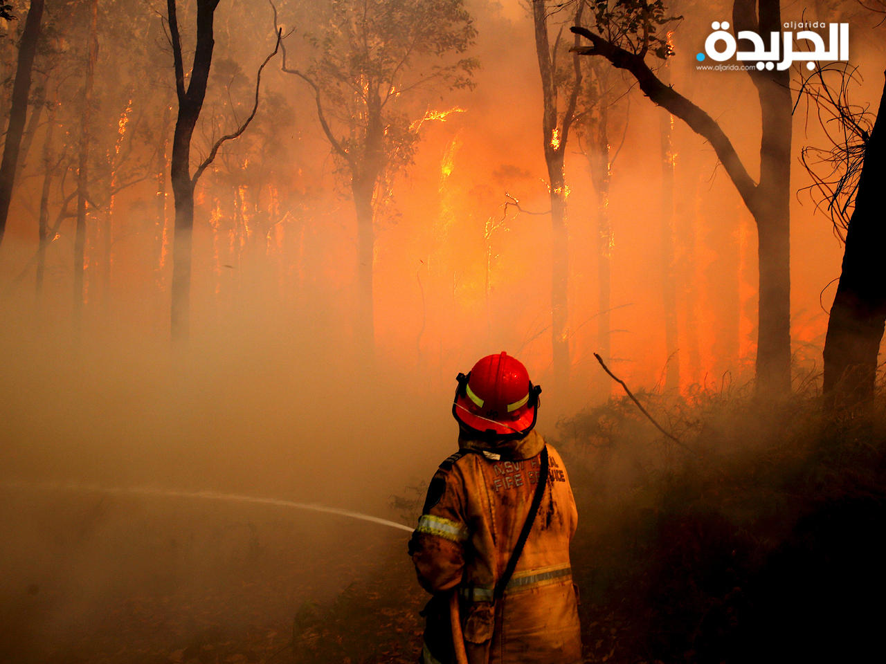رجل إطفاء يكافح الحريق في سولت آش