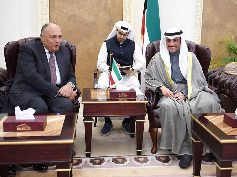 رئيس مجلس الأمة مرزوق علي الغانم يستقبل وزير الخارجية المصري سامح شكري