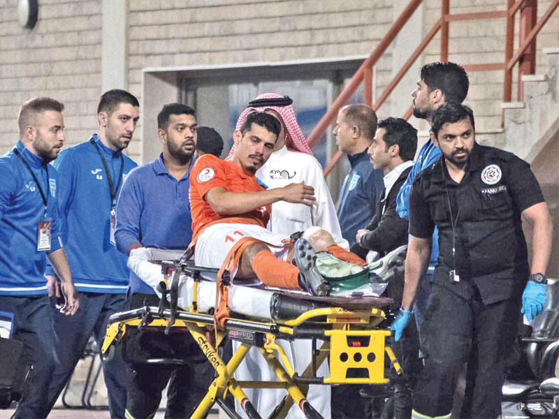 عبدالله الظفيري بعد تعرضه للإصابة