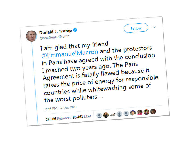 تغريدة الرئيس الأميركي دونالد ترامب