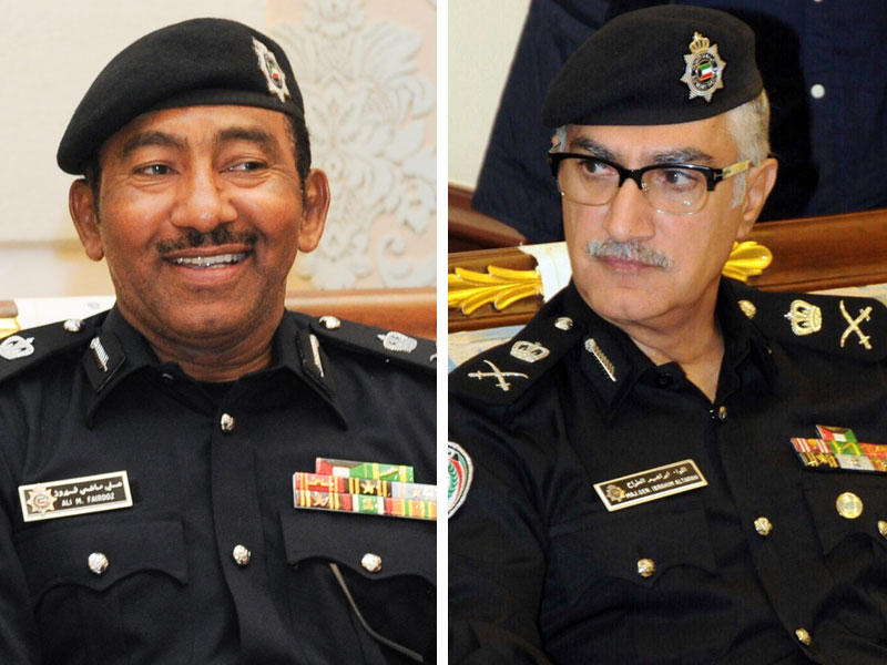 وكيل وزارة الداخلية المساعد لشؤون الأمن العام بالإنابة اللواء إبراهيم الطراح، والمدير العام لأمن محافظة الجهراء اللواء علي ماضي