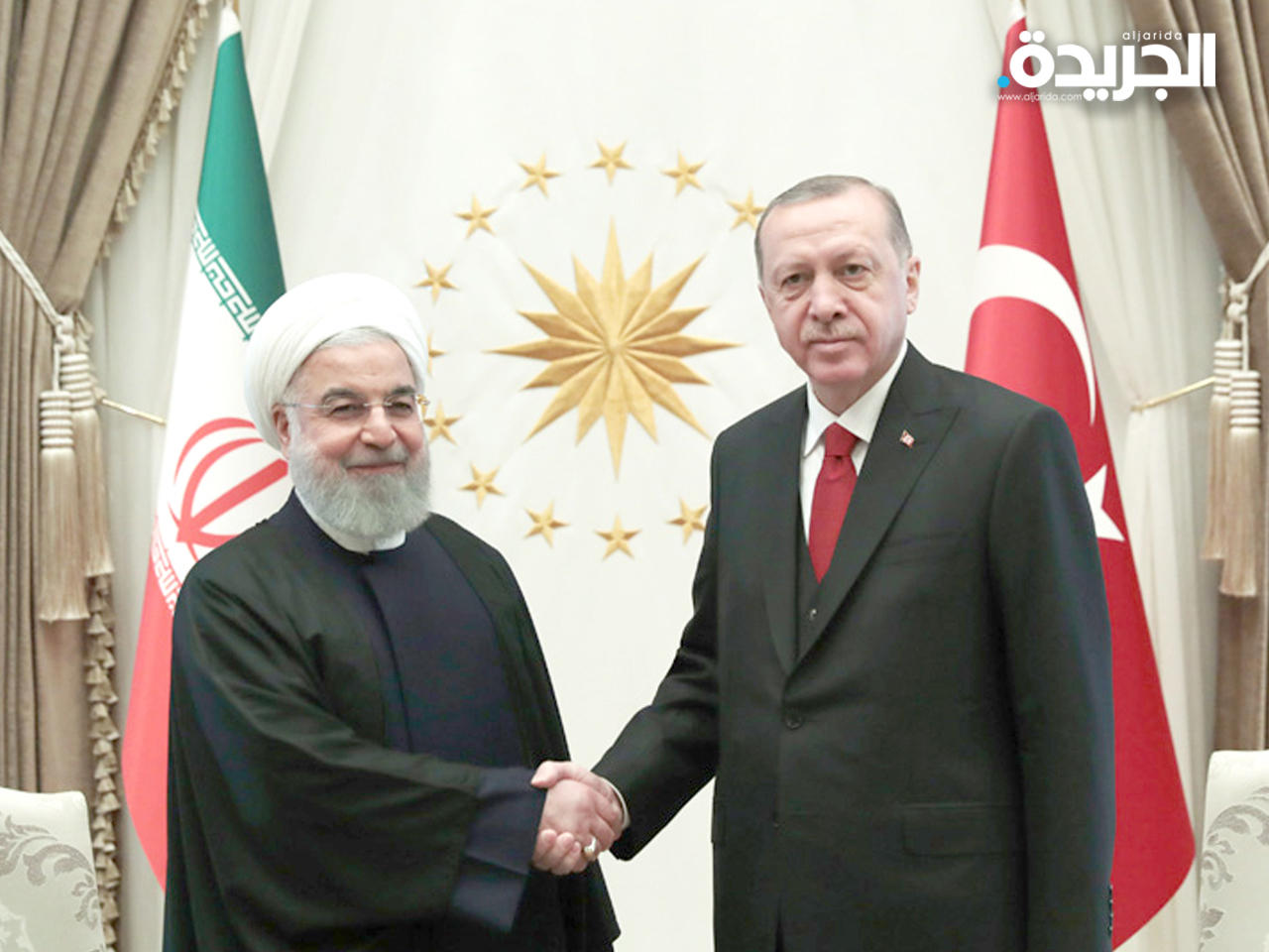  اردوغان خلال استقباله نظيره الايراني روحاني