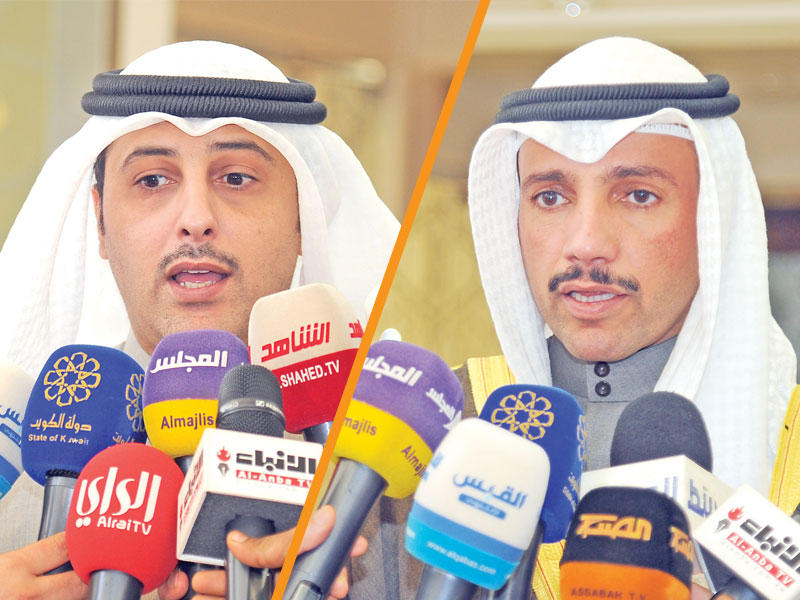 الغانم متحدثاً إلى الصحافيين , ... والفضل