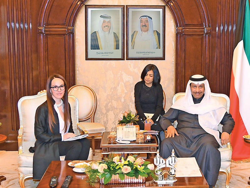 رئيس مجلس الوزراء سمو الشيخ جابر المبارك و رئيسة الاتحاد البرلماني الدولي غابرييلا بارون