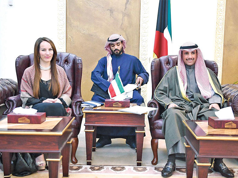 الغانم خلال اجتماعه مع بارونn