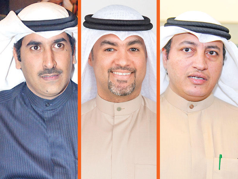 النائب عسكر العنزي و النائب عمر الطبطبائي و النائب فراج العربيد