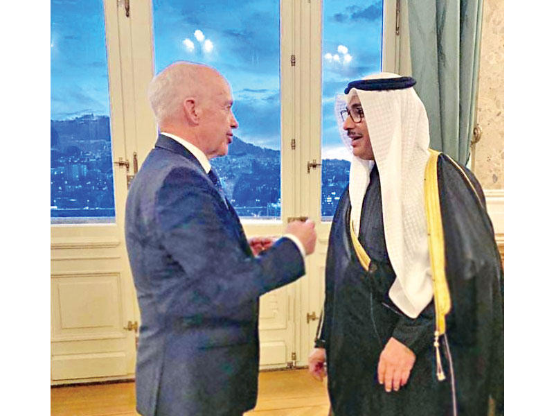 الرئيس السويسري لدى استقباله التنيب